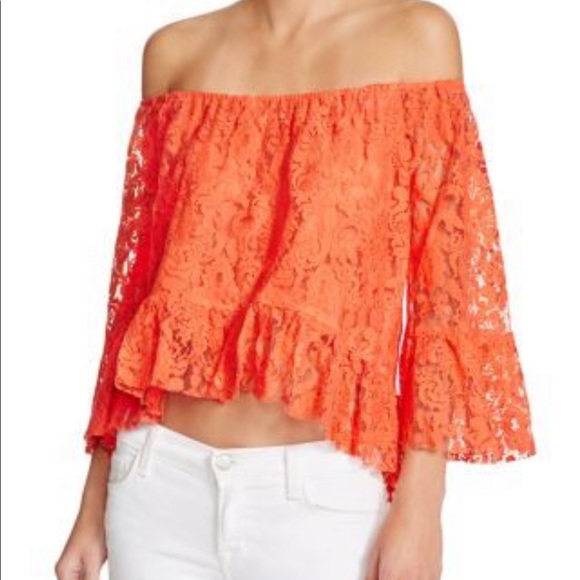 Mustard Seed Lace Off Shoulder Top - Picture 2 of 5